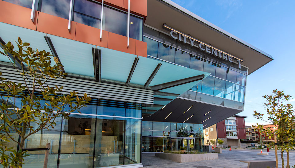 City Centre 1, CC1, Surrey, BC, Wensley Architecture, Keith Panel, Alucobond Spectra Cupral, Photography Howard Waisman