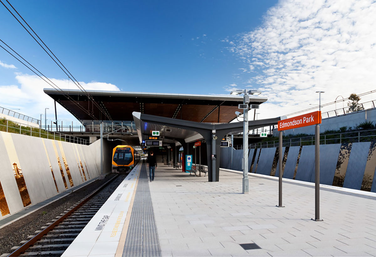 Edmondson Park Station Sydney Australia KI Studio AMBS VitraGroup VitraPanel AI Coatings VItreflon Lumiflon FEVE Resin