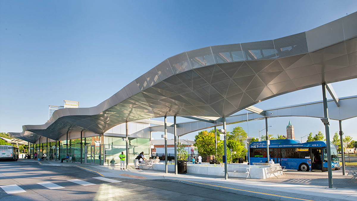 futuristic bus stop