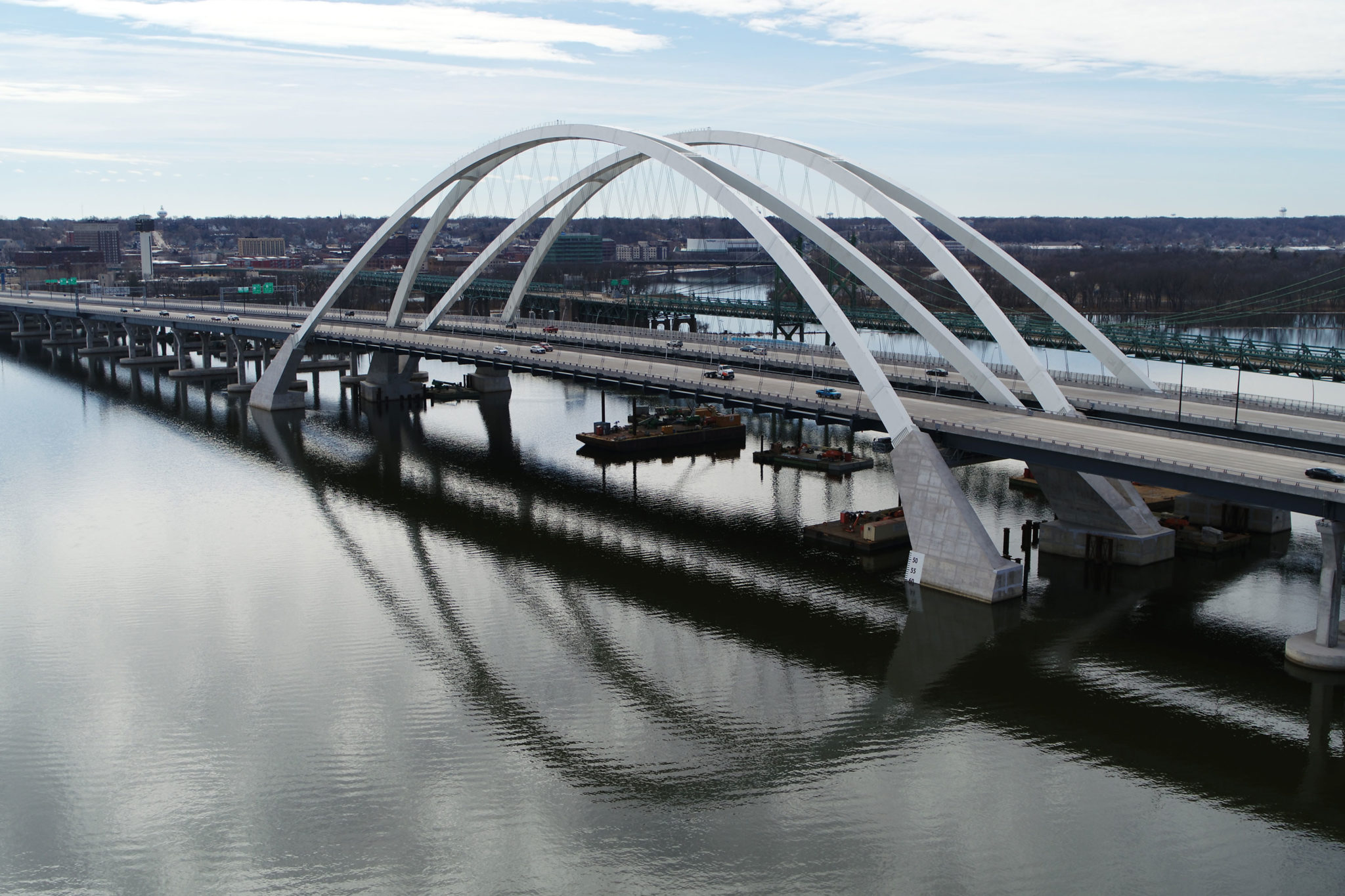Massive RiverCrossing Arches Complete New I74 Mississippi River Bridge Lumiflon FEVE Resins