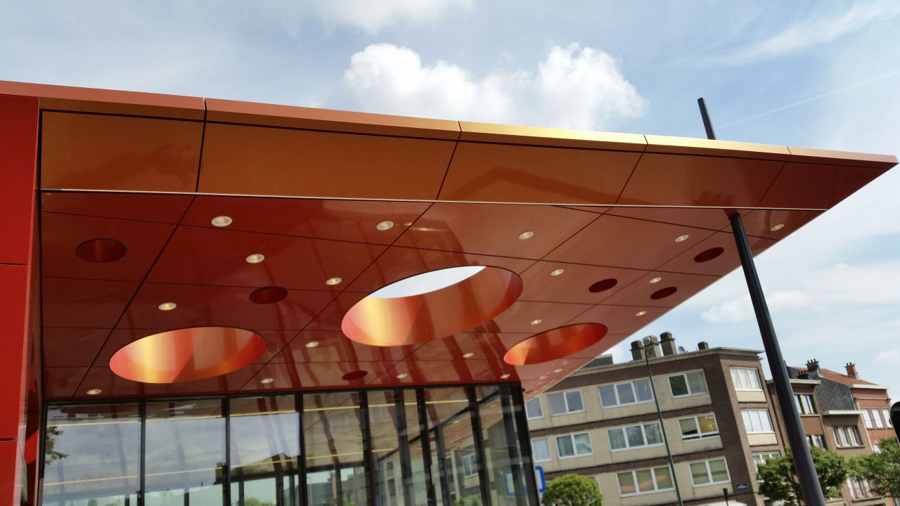 King Baudouin Metro Station, GS3 Associes, Alucobond A2, Spectra Cupral